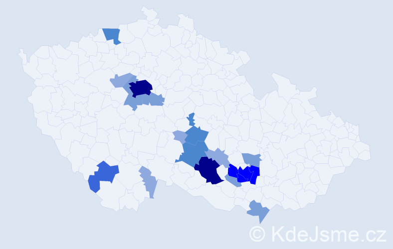 Příjmení: 'Řehořka', počet výskytů 56 v celé ČR