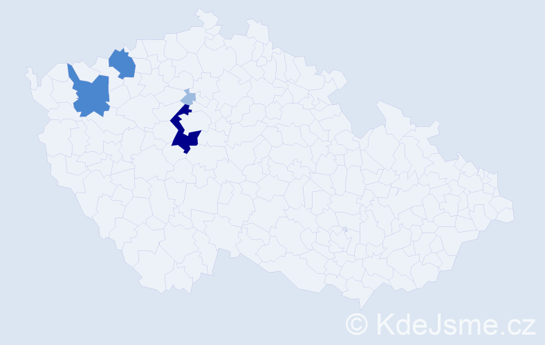 Příjmení: 'Vištein', počet výskytů 9 v celé ČR