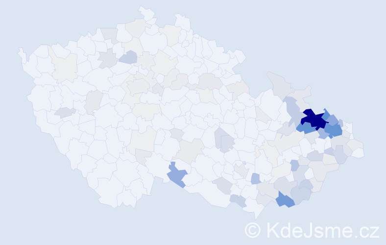 Příjmení: 'Hrbáčová', počet výskytů 557 v celé ČR