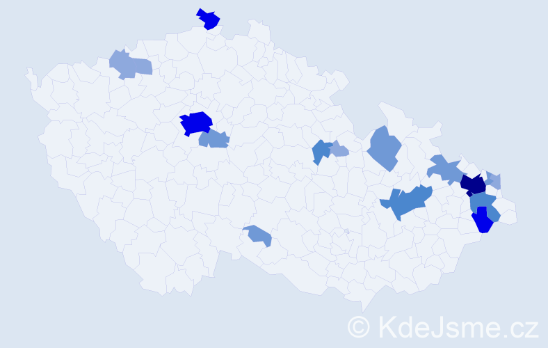 Příjmení: 'Kardašová', počet výskytů 44 v celé ČR