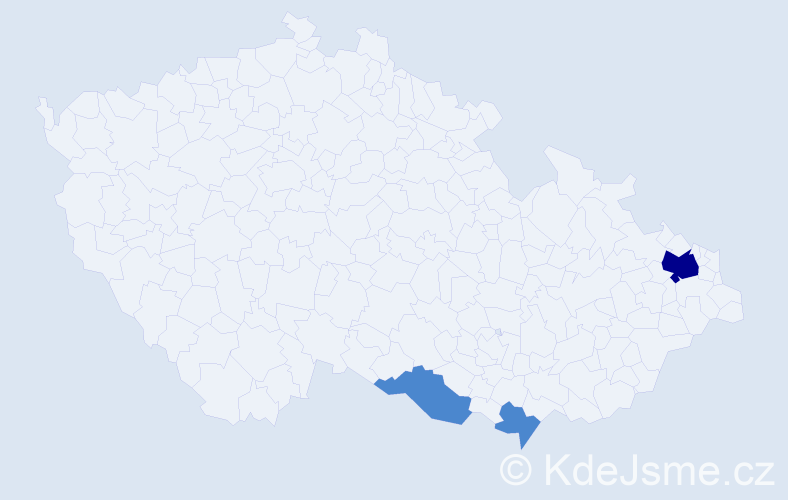 Příjmení: 'Klinčák', počet výskytů 5 v celé ČR