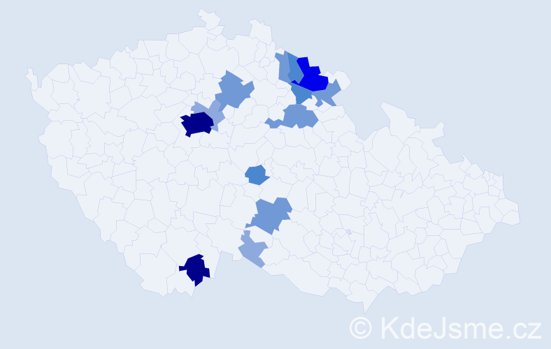 Příjmení: 'Kobos', počet výskytů 38 v celé ČR