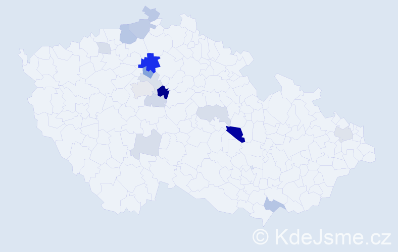 Příjmení: 'Žembery', počet výskytů 39 v celé ČR