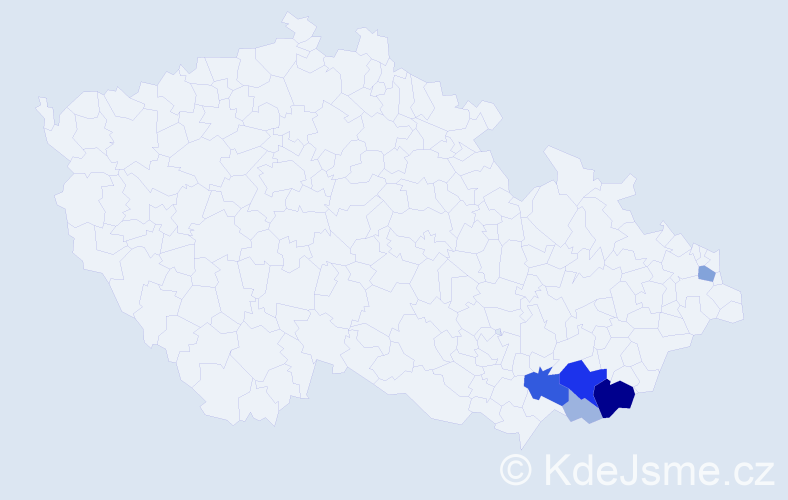 Příjmení: 'Prachmanová', počet výskytů 25 v celé ČR