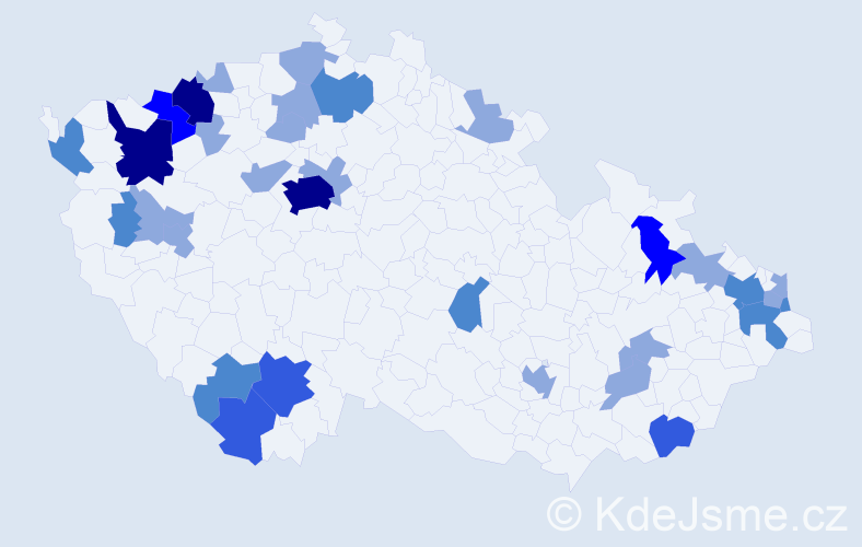 Příjmení: 'Kočan', počet výskytů 64 v celé ČR