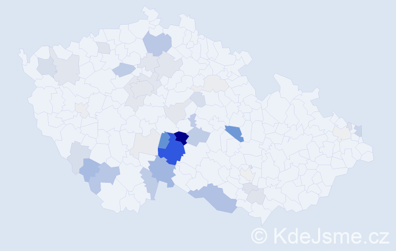 Příjmení: 'Dalíková', počet výskytů 118 v celé ČR
