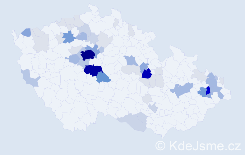 Příjmení: 'Kladiva', počet výskytů 215 v celé ČR