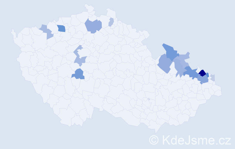Příjmení: 'Piatková', počet výskytů 37 v celé ČR