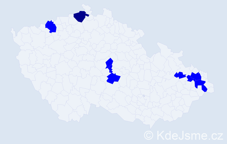 Příjmení: 'Burjetková', počet výskytů 9 v celé ČR