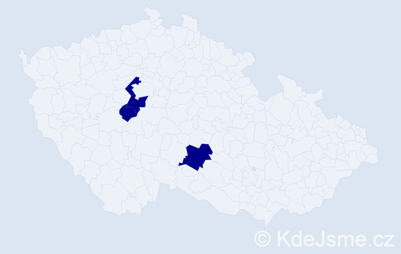 Příjmení: 'Mirčeva', počet výskytů 6 v celé ČR