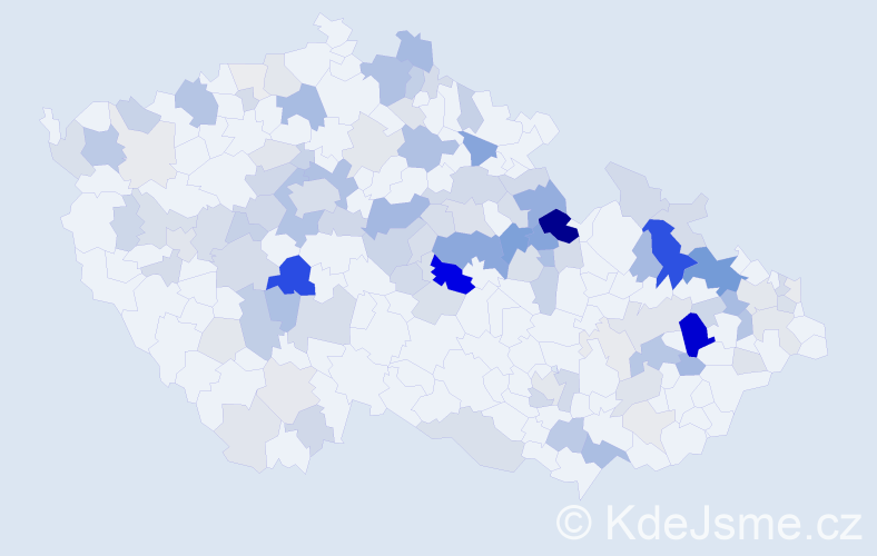 Příjmení: 'Lesák', počet výskytů 389 v celé ČR