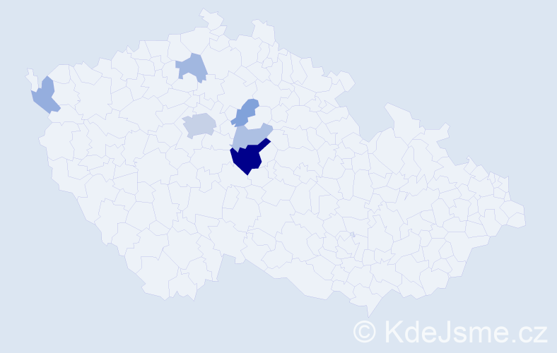 Příjmení: 'Bajkai', počet výskytů 15 v celé ČR