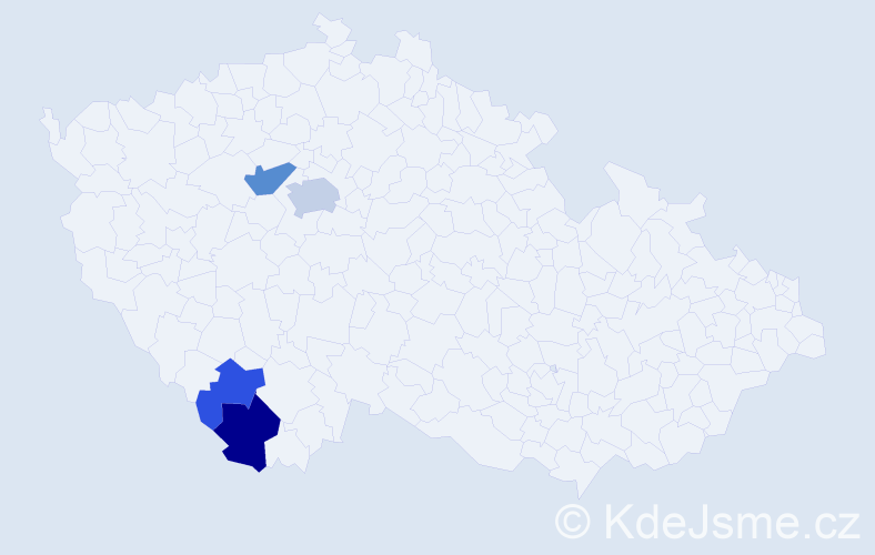 Příjmení: 'Henzelínová', počet výskytů 8 v celé ČR