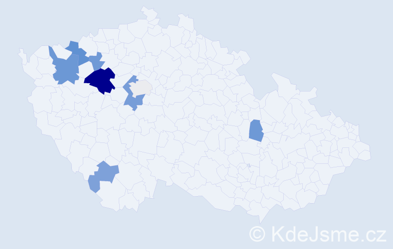 Příjmení: 'Cédl', počet výskytů 18 v celé ČR