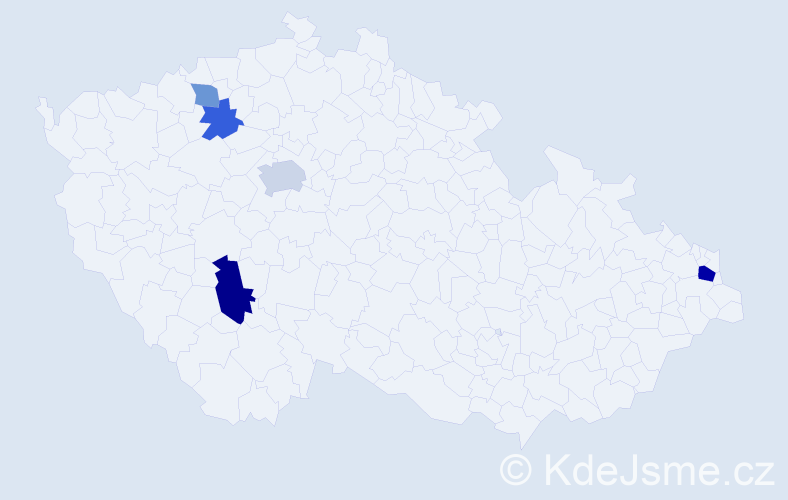 Příjmení: 'Modrovská', počet výskytů 9 v celé ČR