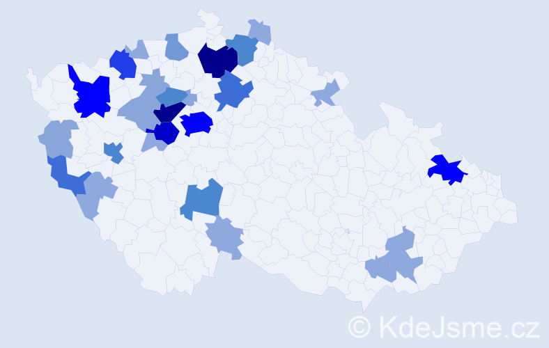 Příjmení: 'Borč', počet výskytů 99 v celé ČR