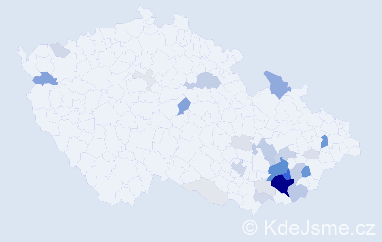 Příjmení: 'Rozsypálková', počet výskytů 117 v celé ČR