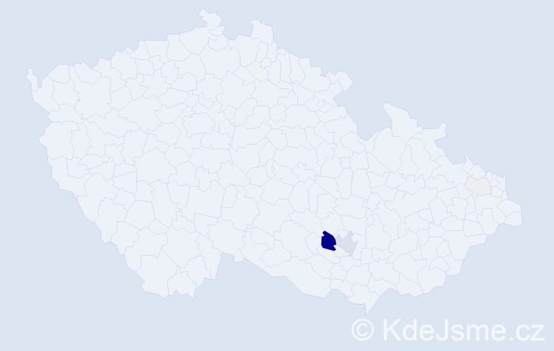 Příjmení: 'Vězda', počet výskytů 18 v celé ČR