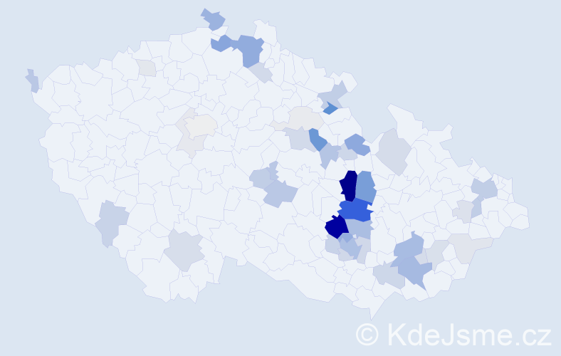 Příjmení: 'Cvrkal', počet výskytů 156 v celé ČR