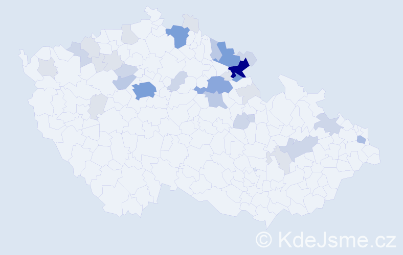 Příjmení: 'Chráska', počet výskytů 105 v celé ČR