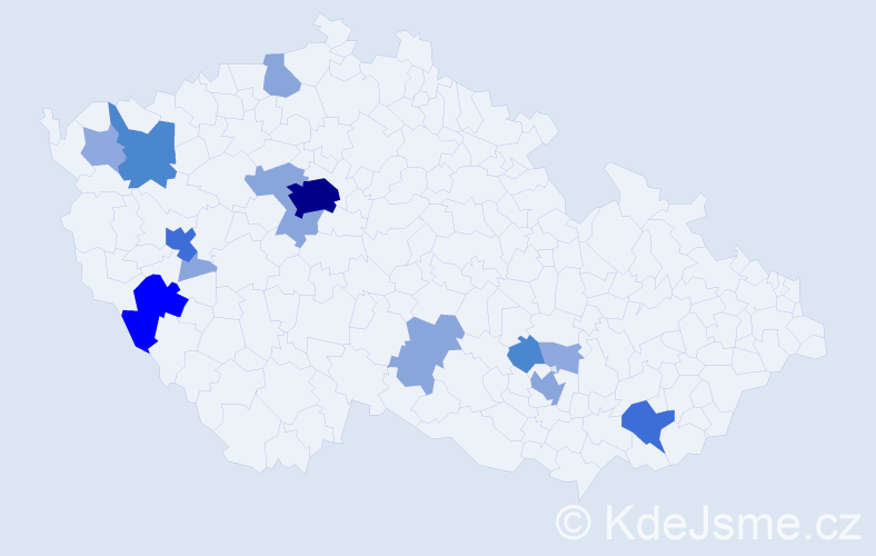 Příjmení: 'Kubernát', počet výskytů 50 v celé ČR
