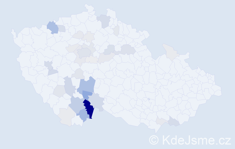 Příjmení: 'Kropíková', počet výskytů 187 v celé ČR