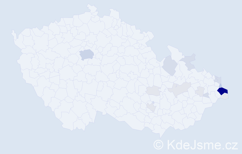 Příjmení: 'Kubisz', počet výskytů 61 v celé ČR
