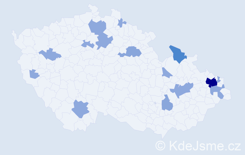 Příjmení: 'Mindek', počet výskytů 31 v celé ČR