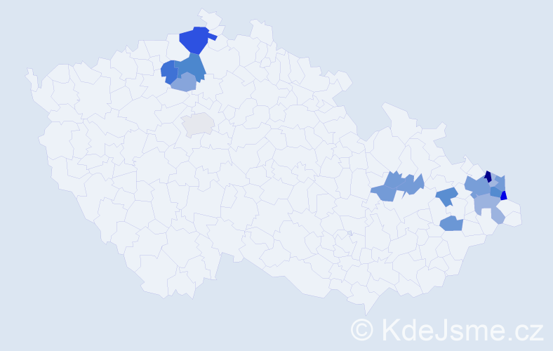 Příjmení: 'Pajonková', počet výskytů 47 v celé ČR