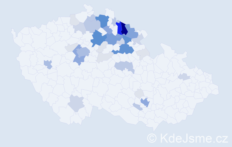 Příjmení: 'Zaplatílek', počet výskytů 170 v celé ČR