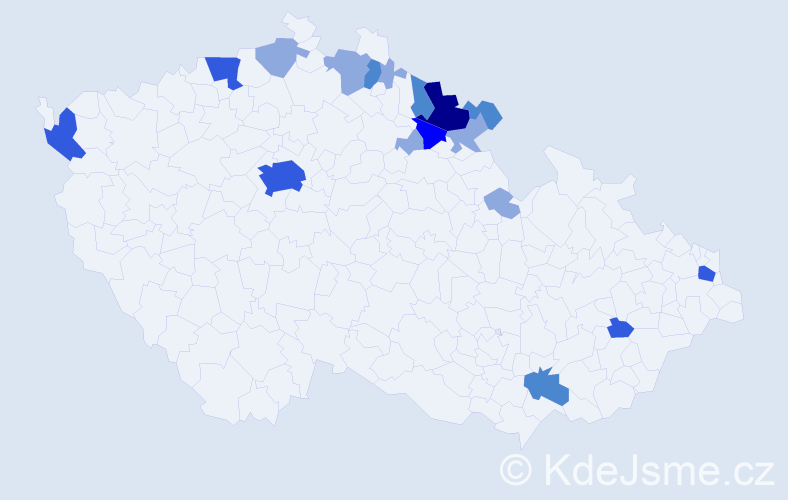 Příjmení: 'Klennerová', počet výskytů 38 v celé ČR