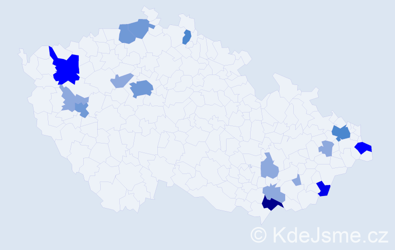 Příjmení: 'Bobotová', počet výskytů 39 v celé ČR