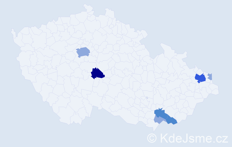 Příjmení: 'Bucala', počet výskytů 15 v celé ČR