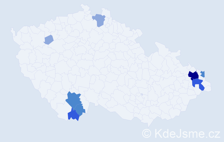 Příjmení: 'Leco', počet výskytů 19 v celé ČR