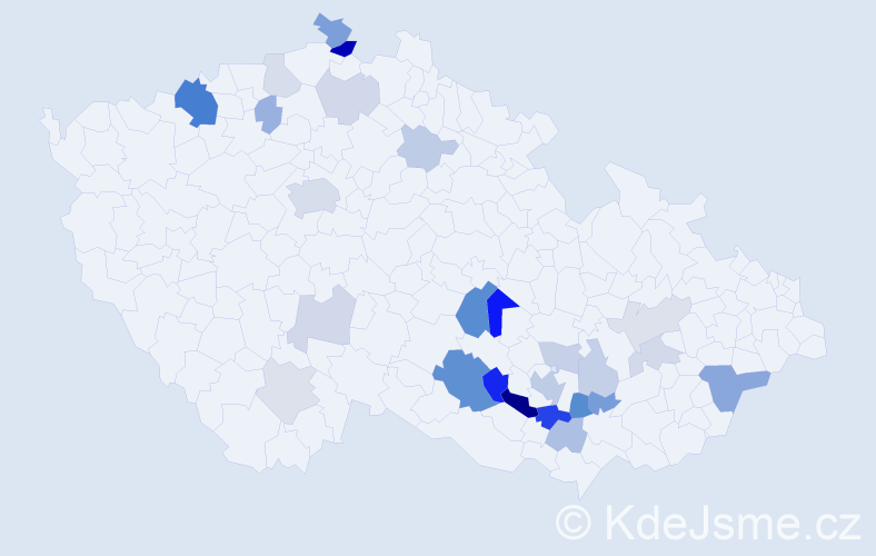 Příjmení: 'Zalabová', počet výskytů 67 v celé ČR