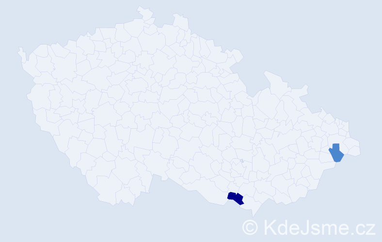 Příjmení: 'Kubištel', počet výskytů 4 v celé ČR