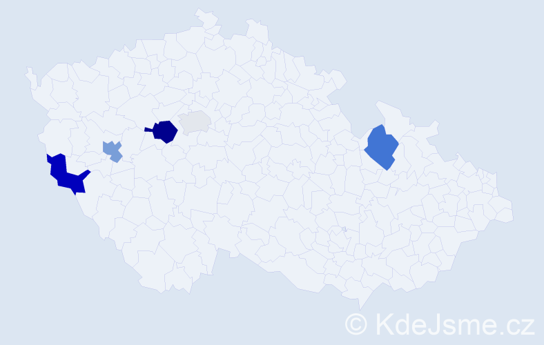 Příjmení: 'Vellek', počet výskytů 10 v celé ČR