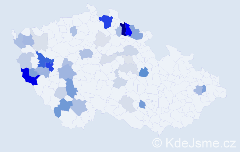 Příjmení: 'Koptíková', počet výskytů 143 v celé ČR