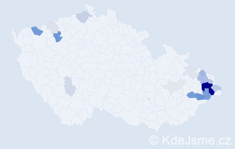 Příjmení: 'Korbášová', počet výskytů 65 v celé ČR