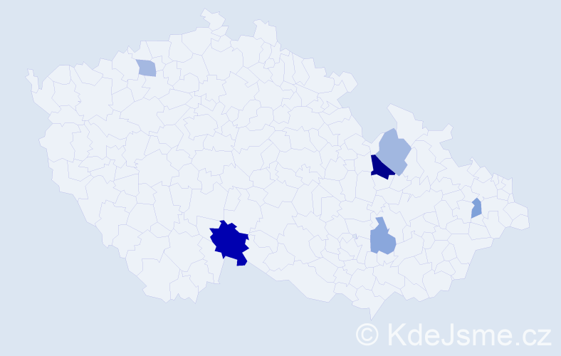 Příjmení: 'Jira', počet výskytů 11 v celé ČR