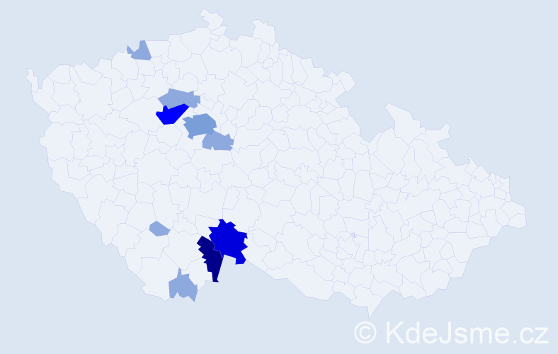 Příjmení: 'Uraj', počet výskytů 26 v celé ČR