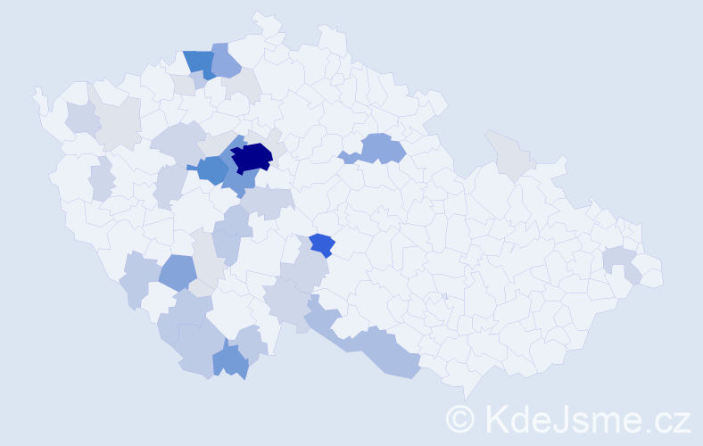 Příjmení: 'Krtek', počet výskytů 161 v celé ČR