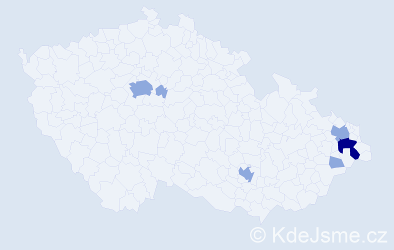 Příjmení: 'Morisák', počet výskytů 13 v celé ČR