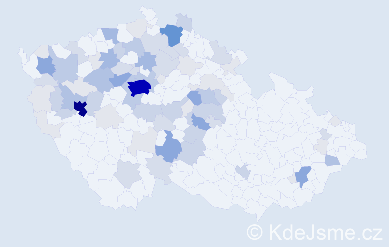 Příjmení: 'Šteklová', počet výskytů 270 v celé ČR