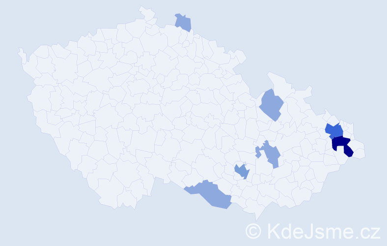 Příjmení: 'Pazděrová', počet výskytů 17 v celé ČR