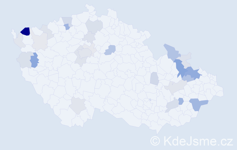 Příjmení: 'Kajaba', počet výskytů 74 v celé ČR