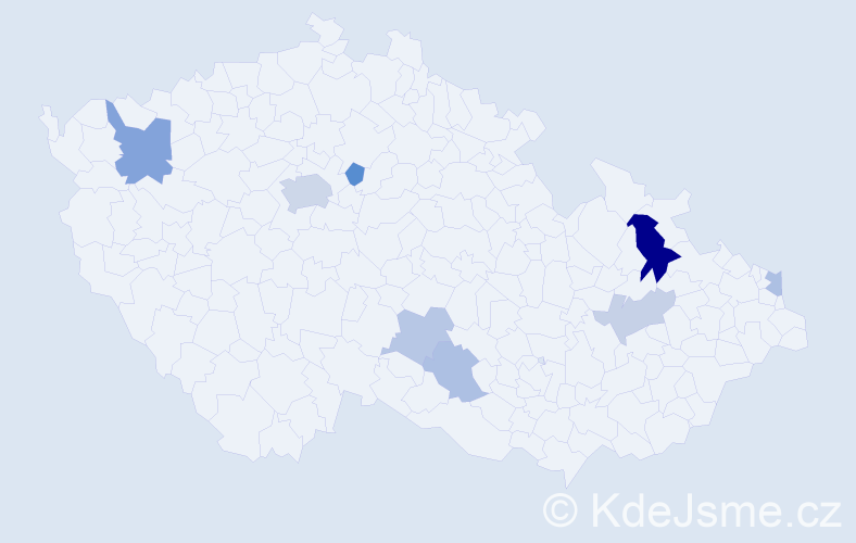 Příjmení: 'Dvorák', počet výskytů 16 v celé ČR