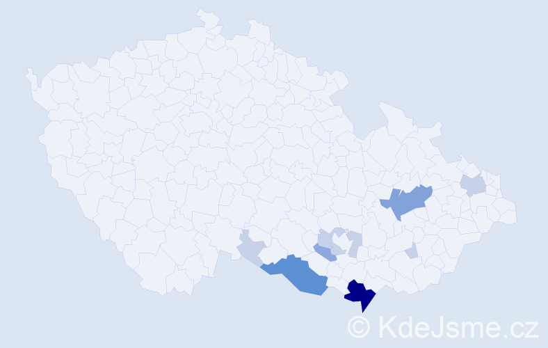 Příjmení: 'Bartolčic', počet výskytů 28 v celé ČR