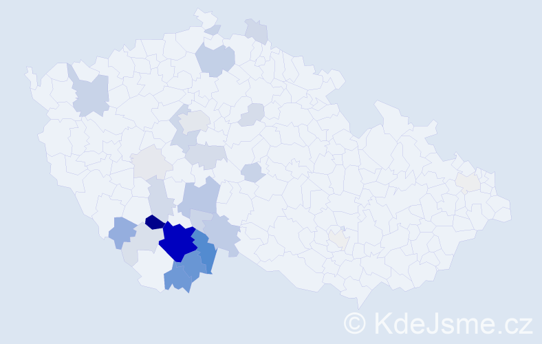 Příjmení: 'Chrt', počet výskytů 129 v celé ČR