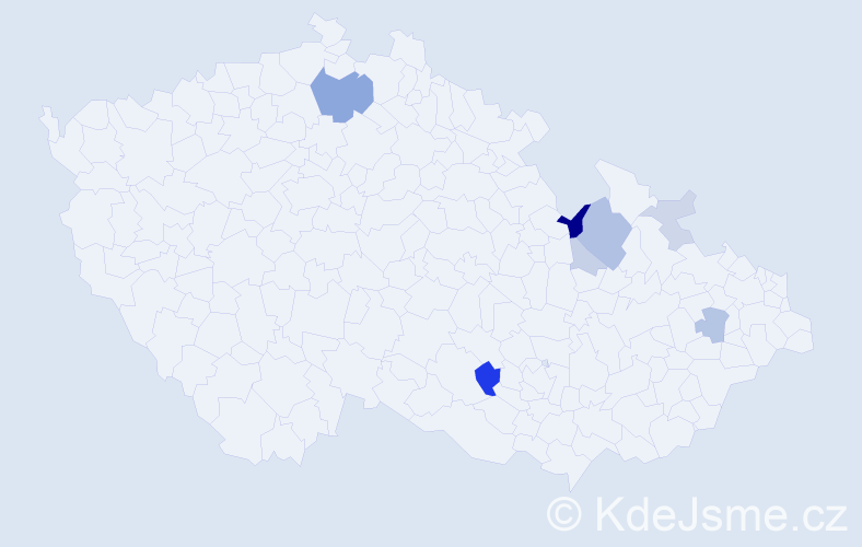 Příjmení: 'Kruttová', počet výskytů 18 v celé ČR